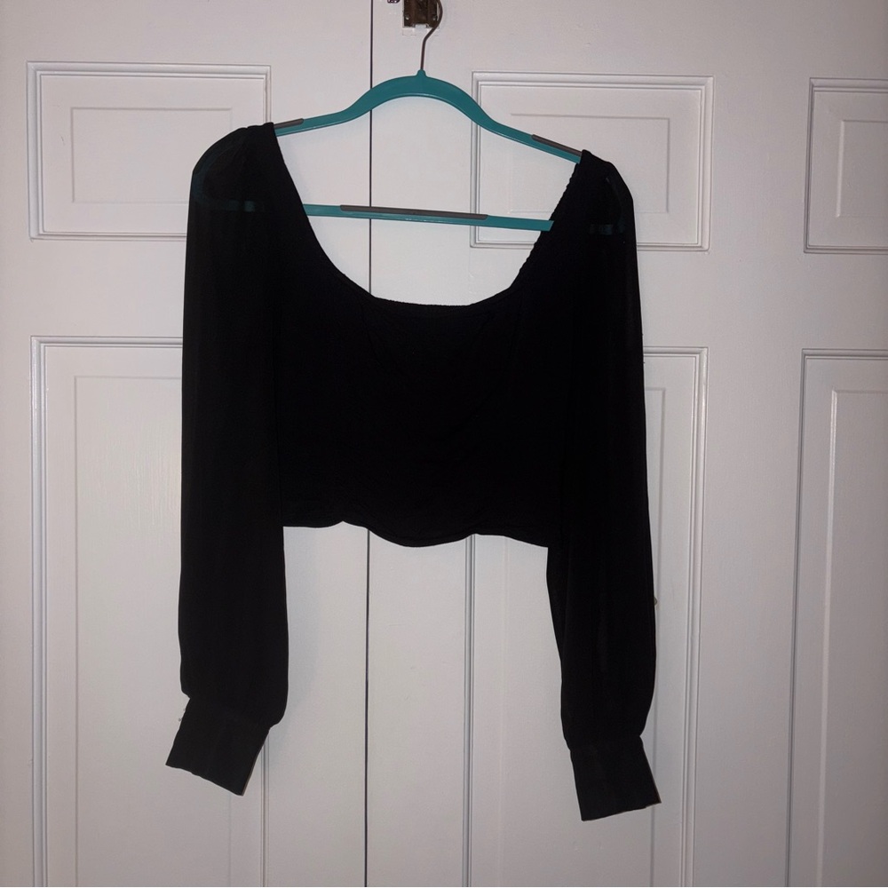 Urban Outfitters Black Fitted Crop Blouse